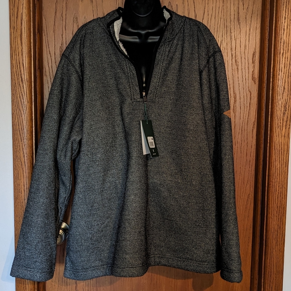 NWT‎ Orvis Men's 1/4 Zip Pullover Gray Sweatshirt Sherpa Lined Activewear XXL